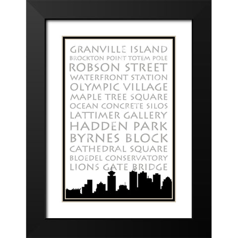 Vancouver Skyline Black Modern Wood Framed Art Print with Double Matting by Quach, Anna