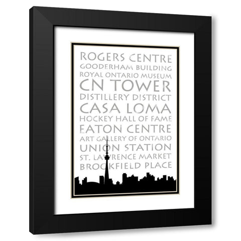 Toronto Skyline Black Modern Wood Framed Art Print with Double Matting by Quach, Anna
