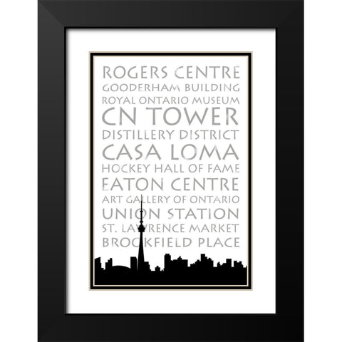 Toronto Skyline Black Modern Wood Framed Art Print with Double Matting by Quach, Anna