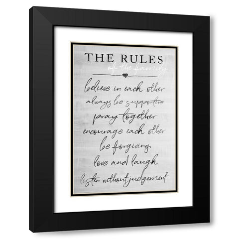 Family Rules Black Modern Wood Framed Art Print with Double Matting by Quach, Anna
