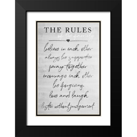 Family Rules Black Modern Wood Framed Art Print with Double Matting by Quach, Anna