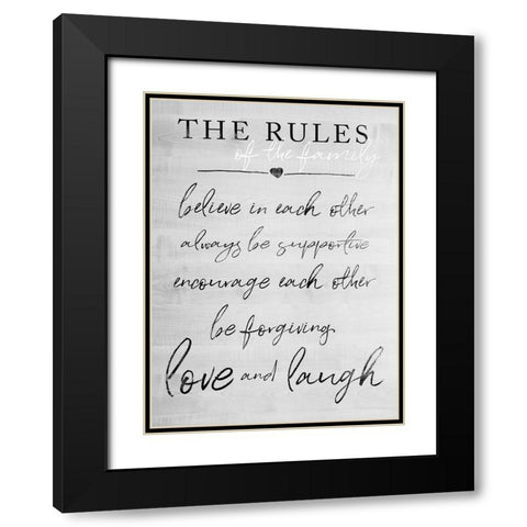 Family Rules Black Modern Wood Framed Art Print with Double Matting by Quach, Anna
