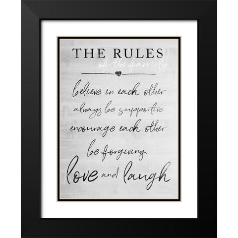 Family Rules Black Modern Wood Framed Art Print with Double Matting by Quach, Anna