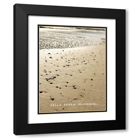 Relax Renew Recharge Black Modern Wood Framed Art Print with Double Matting by Acosta