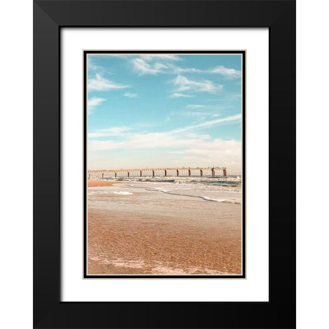 Beach Shores Panel II Black Modern Wood Framed Art Print with Double Matting by Acosta