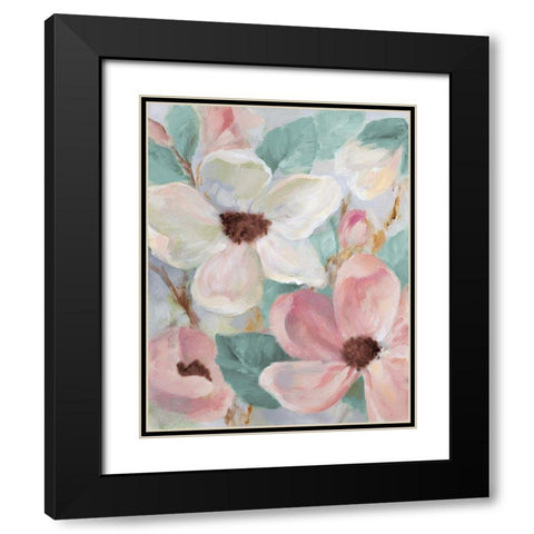 Silently Bloom Teal I Black Modern Wood Framed Art Print with Double Matting by Loreth, Lanie
