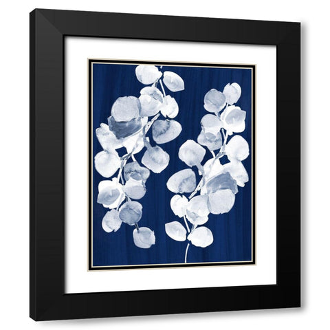 Eucalyptus Leaves on Navy Black Modern Wood Framed Art Print with Double Matting by Loreth, Lanie