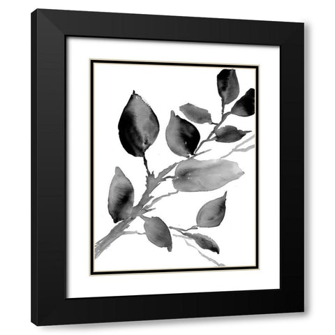 Gray Philodendron Branch Black Modern Wood Framed Art Print with Double Matting by Loreth, Lanie