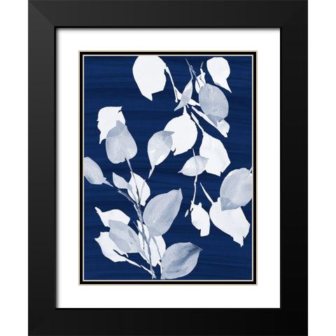 Simple Leaves on Navy Black Modern Wood Framed Art Print with Double Matting by Loreth, Lanie