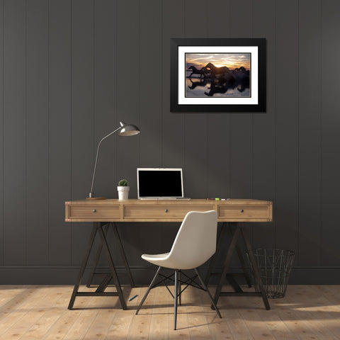 Coastal Horses Black Modern Wood Framed Art Print with Double Matting by Walker, Carol