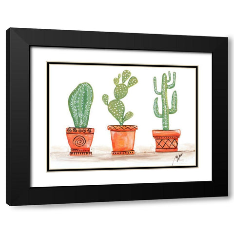 Cactus Trio Black Modern Wood Framed Art Print with Double Matting by Ritter, Gina