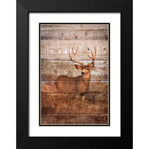Woodland Deer Black Modern Wood Framed Art Print with Double Matting by Mansfield, Kathy