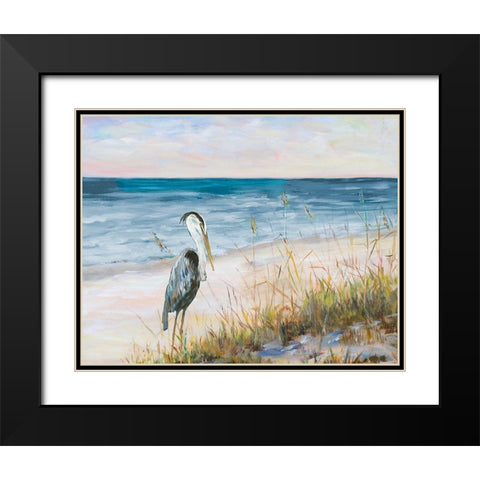 Heron Ocean View Black Modern Wood Framed Art Print with Double Matting by DeRice, Julie