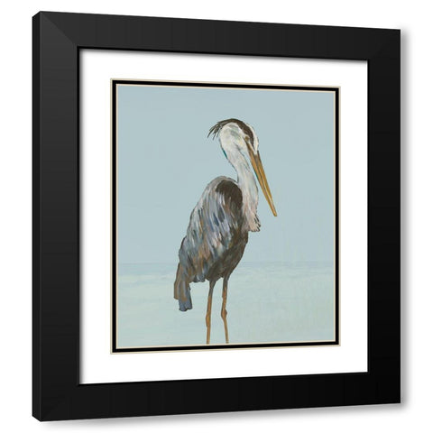 Coastal Heron I Black Modern Wood Framed Art Print with Double Matting by DeRice, Julie