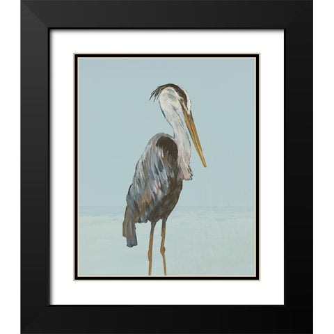 Coastal Heron I Black Modern Wood Framed Art Print with Double Matting by DeRice, Julie