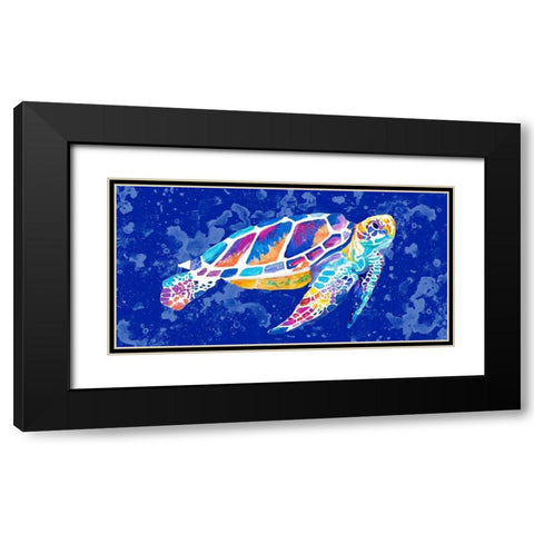 Vibrant Blue Sea Turtle Black Modern Wood Framed Art Print with Double Matting by Goodrich, Chelsea