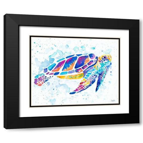 Vibrant Sea Turtle Black Modern Wood Framed Art Print with Double Matting by Goodrich, Chelsea