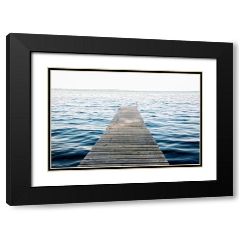 Lake Dock Black Modern Wood Framed Art Print with Double Matting by Navas, Emily