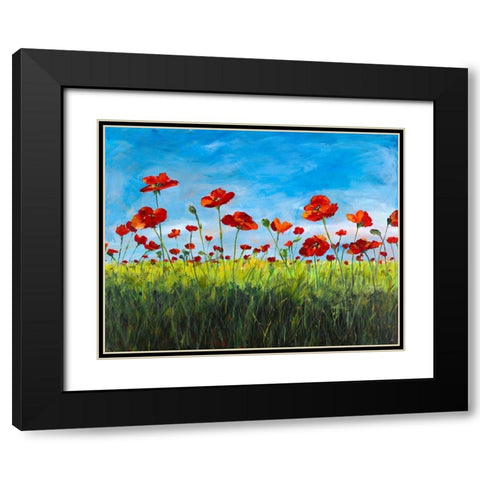 Wild Poppies Black Modern Wood Framed Art Print with Double Matting by DeRice, Julie