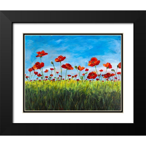 Wild Poppies Black Modern Wood Framed Art Print with Double Matting by DeRice, Julie