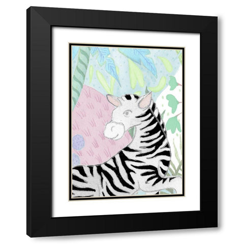 Zebra in the Tropics Black Modern Wood Framed Art Print with Double Matting by Medley, Elizabeth