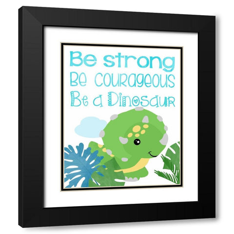 Dino Party I Black Modern Wood Framed Art Print with Double Matting by Quach, Anna