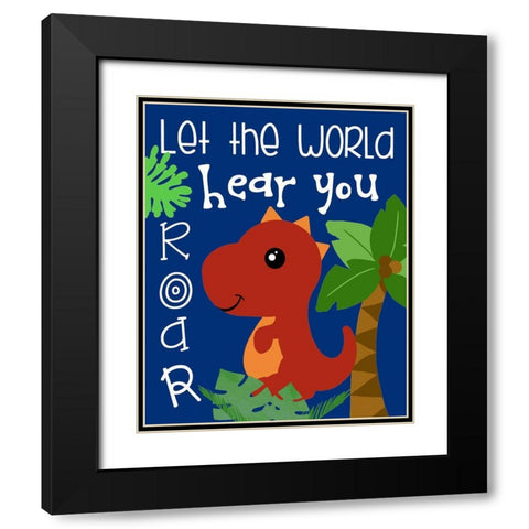 Dino II Black Modern Wood Framed Art Print with Double Matting by Quach, Anna