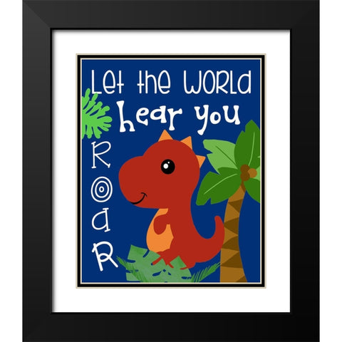 Dino II Black Modern Wood Framed Art Print with Double Matting by Quach, Anna