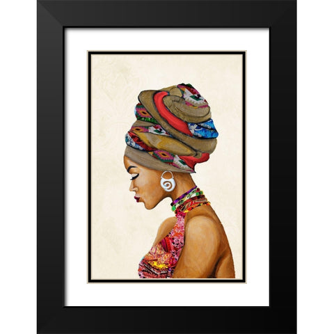 African Goddess on Beige Black Modern Wood Framed Art Print with Double Matting by Ritter, Gina