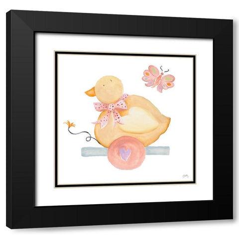 Whimsical Duck Black Modern Wood Framed Art Print with Double Matting by Medley, Elizabeth