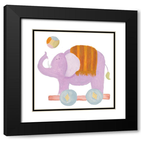 Whimsical Elephant Black Modern Wood Framed Art Print with Double Matting by Medley, Elizabeth