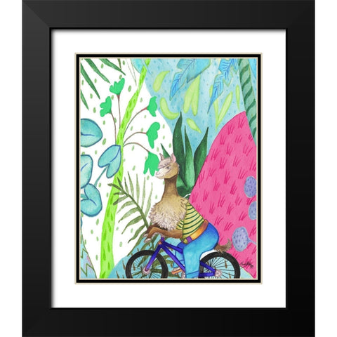 What A Wild Llama Ride Black Modern Wood Framed Art Print with Double Matting by Medley, Elizabeth