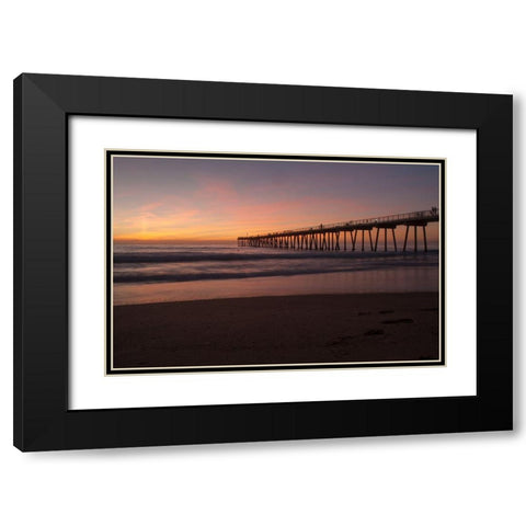 Sunset Pacific Pier I Black Modern Wood Framed Art Print with Double Matting by Bill Carson Photography