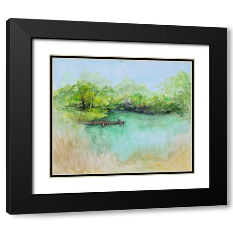 Watercolor River Black Modern Wood Framed Art Print with Double Matting by Gaynor, Janice