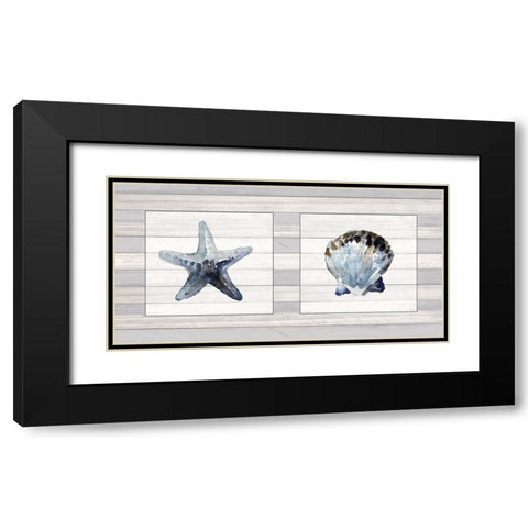 Starfish And Shell Duo Black Modern Wood Framed Art Print with Double Matting by Loreth, Lanie