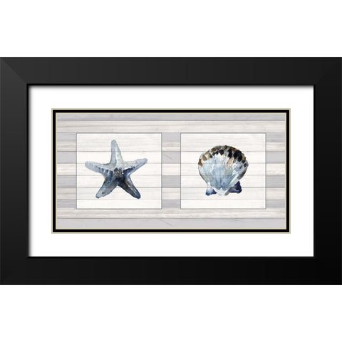 Starfish And Shell Duo Black Modern Wood Framed Art Print with Double Matting by Loreth, Lanie