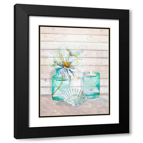 Fresh Flowers and Shells I Black Modern Wood Framed Art Print with Double Matting by Pinto, Patricia
