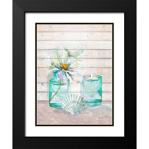 Fresh Flowers and Shells I Black Modern Wood Framed Art Print with Double Matting by Pinto, Patricia