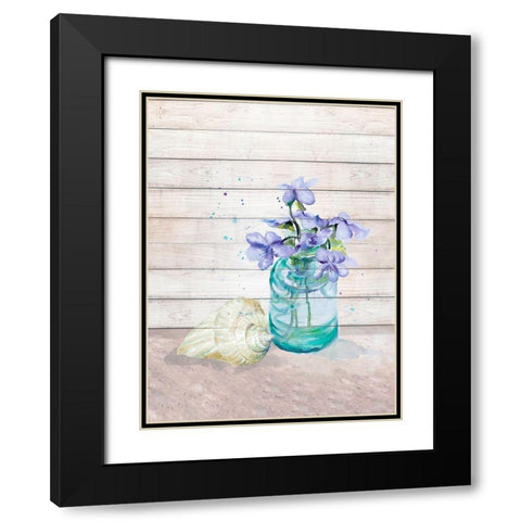 Fresh Flowers And Shells II Black Modern Wood Framed Art Print with Double Matting by Pinto, Patricia