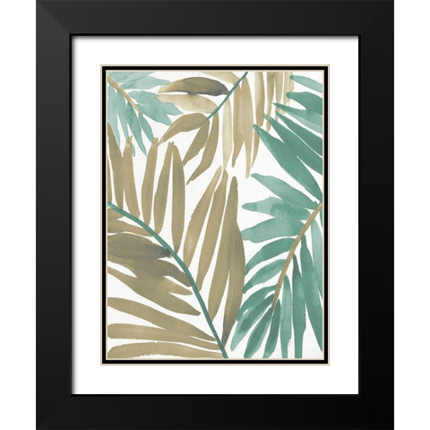Teal Palm Design I Black Modern Wood Framed Art Print with Double Matting by Loreth, Lanie