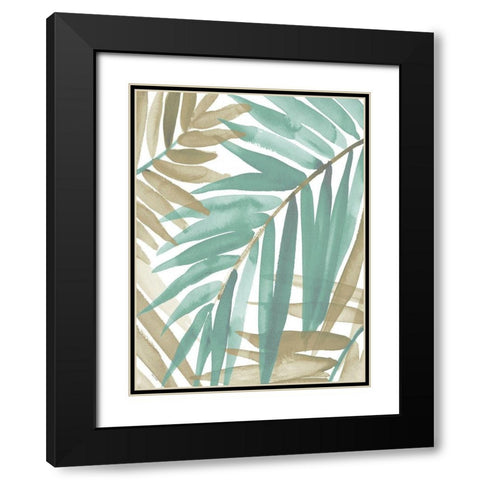 Teal Palm Design II Black Modern Wood Framed Art Print with Double Matting by Loreth, Lanie