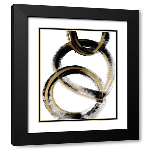 Modern Flow With Gold Black Modern Wood Framed Art Print with Double Matting by Bryant, Susan
