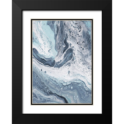 Blue Oil Spill II Black Modern Wood Framed Art Print with Double Matting by DeRice, Julie