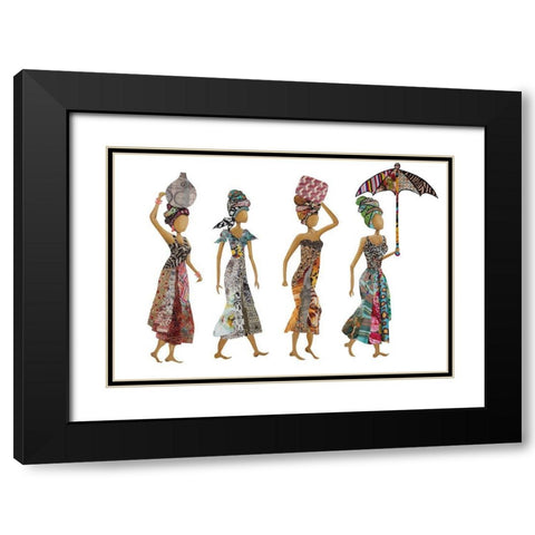 Xhose Woman Group Black Modern Wood Framed Art Print with Double Matting by Ritter, Gina