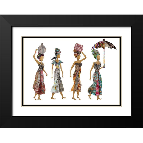 Xhose Woman Group Black Modern Wood Framed Art Print with Double Matting by Ritter, Gina