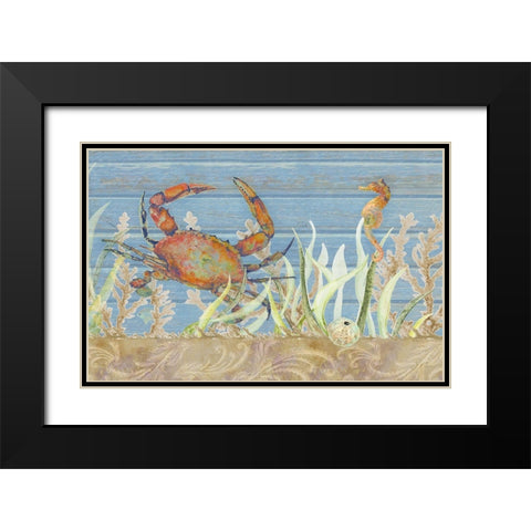 Ocean Floor Crab Black Modern Wood Framed Art Print with Double Matting by Gaynor, Janice