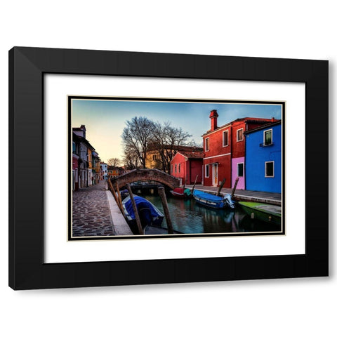 Burano Black Modern Wood Framed Art Print with Double Matting by Amos, Andy