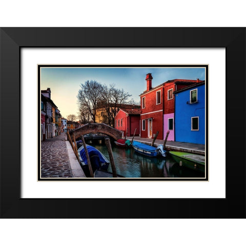 Burano Black Modern Wood Framed Art Print with Double Matting by Amos, Andy