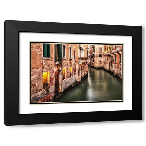 Venice Twilight Black Modern Wood Framed Art Print with Double Matting by Amos, Andy