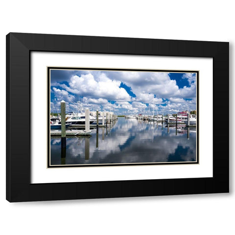 Boat Pier Black Modern Wood Framed Art Print with Double Matting by Bill Carson Photography